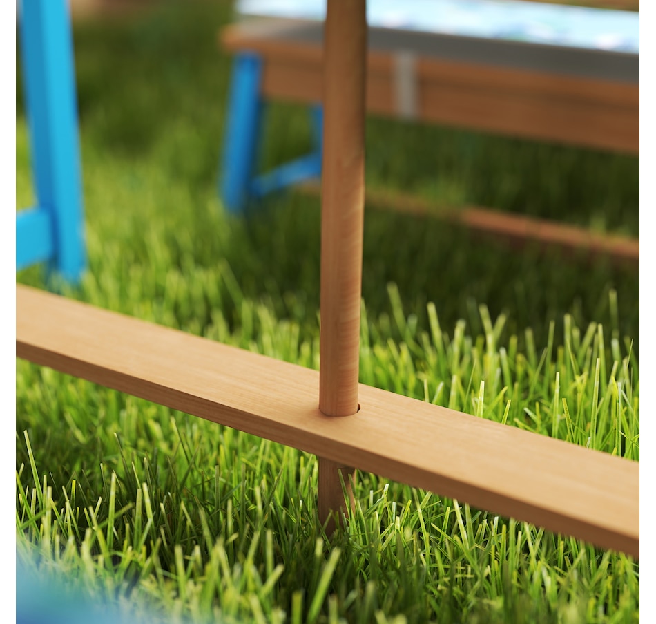 Image 976689_ALTMORE8.jpg, Product 976-689 / Price $179.99, Qaba Kids Picnic Table, Wooden Outdoor Table and Bench Set w/ Umbrella Blue from Qaba on TSC.ca's Home & Garden department