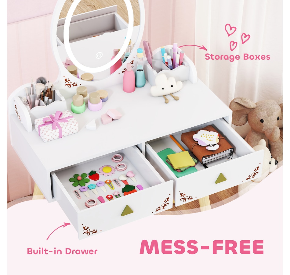 Image 976690_ALTMORE5.jpg, Product 976-690 / Price $129.99, Qaba Kids Vanity, Girls Vanity Set with Mirror, Stool, 3-Colour LED Lights from Qaba on TSC.ca's Home & Garden department