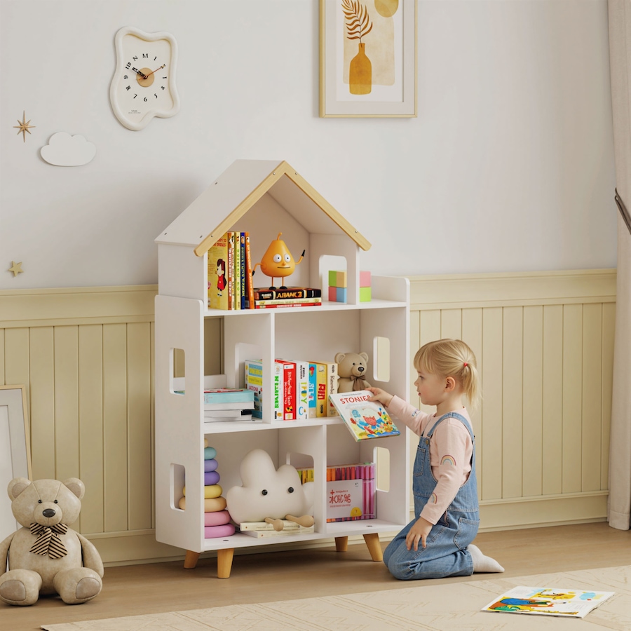 Image 976691_ALTMORE1.jpg, Product 976-691 / Price $109.99, Qaba Toy Storage Organizer Cabinet, 3-Tier Kids Bookshelf, White from Qaba on TSC.ca's Home & Garden department