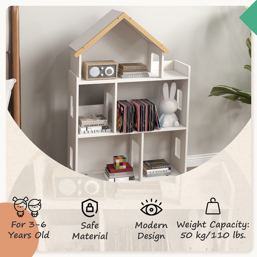 Image 976691_ALTMORE4.jpg, Product 976-691 / Price $109.99, Qaba Toy Storage Organizer Cabinet, 3-Tier Kids Bookshelf, White from Qaba on TSC.ca's Home & Garden department
