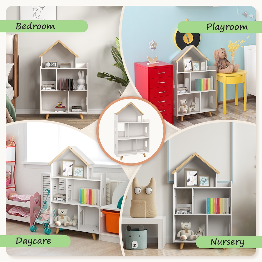 Image 976691_ALTMORE5.jpg, Product 976-691 / Price $109.99, Qaba Toy Storage Organizer Cabinet, 3-Tier Kids Bookshelf, White from Qaba on TSC.ca's Home & Garden department