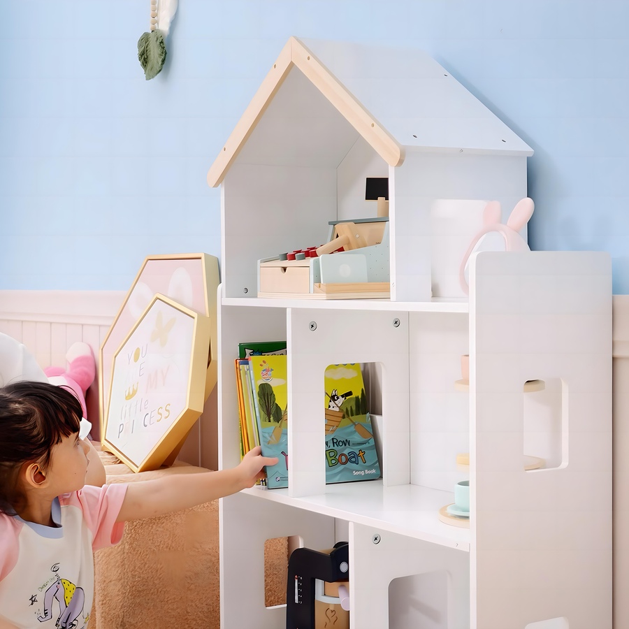Image 976691_ALTMORE6.jpg, Product 976-691 / Price $109.99, Qaba Toy Storage Organizer Cabinet, 3-Tier Kids Bookshelf, White from Qaba on TSC.ca's Home & Garden department