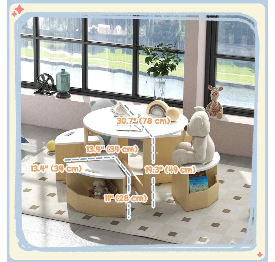 Image 976692_ALTMORE2.jpg, Product 976-692 / Price $157.99, Qaba 5 Piece Kids Table and Chair Set with Storage for Kids Room, White from Qaba on TSC.ca's Home & Garden department