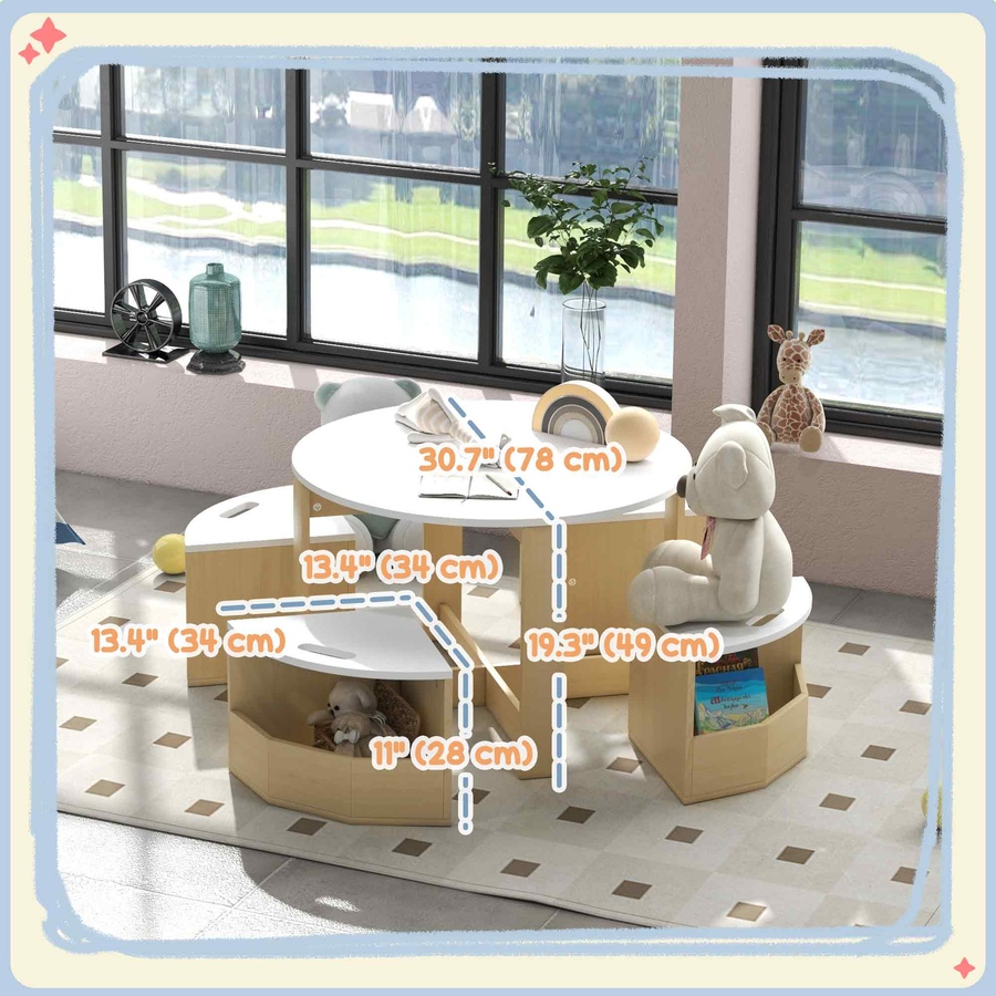 Image 976692_ALTMORE2.jpg, Product 976-692 / Price $149.99, Qaba 5 Piece Kids Table and Chair Set with Storage for Kids Room, White from Qaba on TSC.ca's Home & Garden department