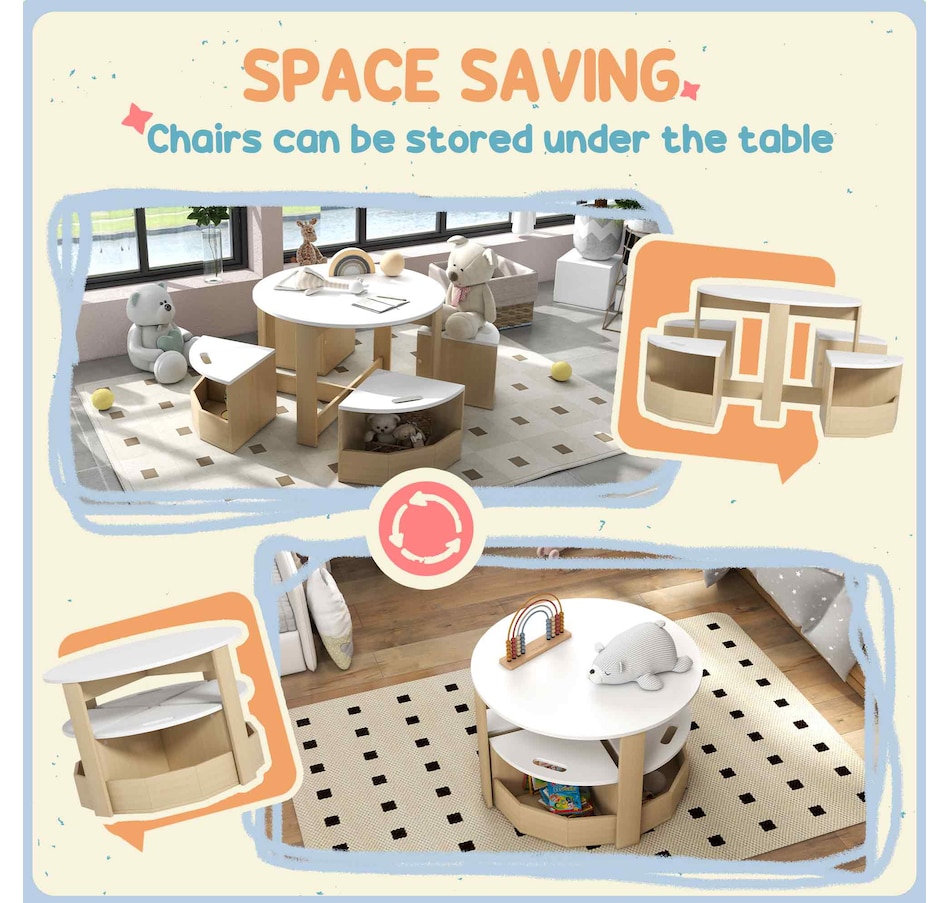 Image 976692_ALTMORE4.jpg, Product 976-692 / Price $157.99, Qaba 5 Piece Kids Table and Chair Set with Storage for Kids Room, White from Qaba on TSC.ca's Home & Garden department
