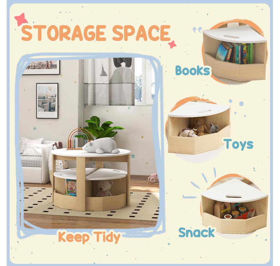 Image 976692_ALTMORE5.jpg, Product 976-692 / Price $157.99, Qaba 5 Piece Kids Table and Chair Set with Storage for Kids Room, White from Qaba on TSC.ca's Home & Garden department
