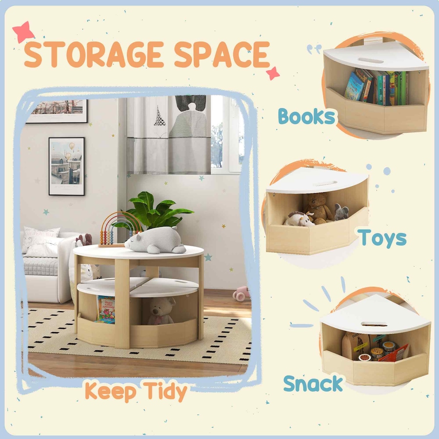 Image 976692_ALTMORE5.jpg, Product 976-692 / Price $149.99, Qaba 5 Piece Kids Table and Chair Set with Storage for Kids Room, White from Qaba on TSC.ca's Home & Garden department