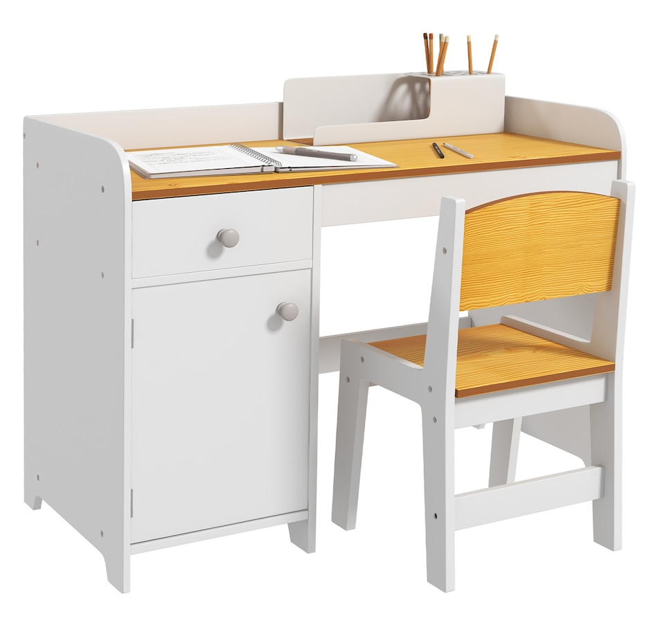 Image 976693.jpg, Product 976-693 / Price $119.99, Qaba Kids Desk and Chair Set for 3-6 Year Old with Storage Drawer, White from Qaba on TSC.ca's Home & Garden department