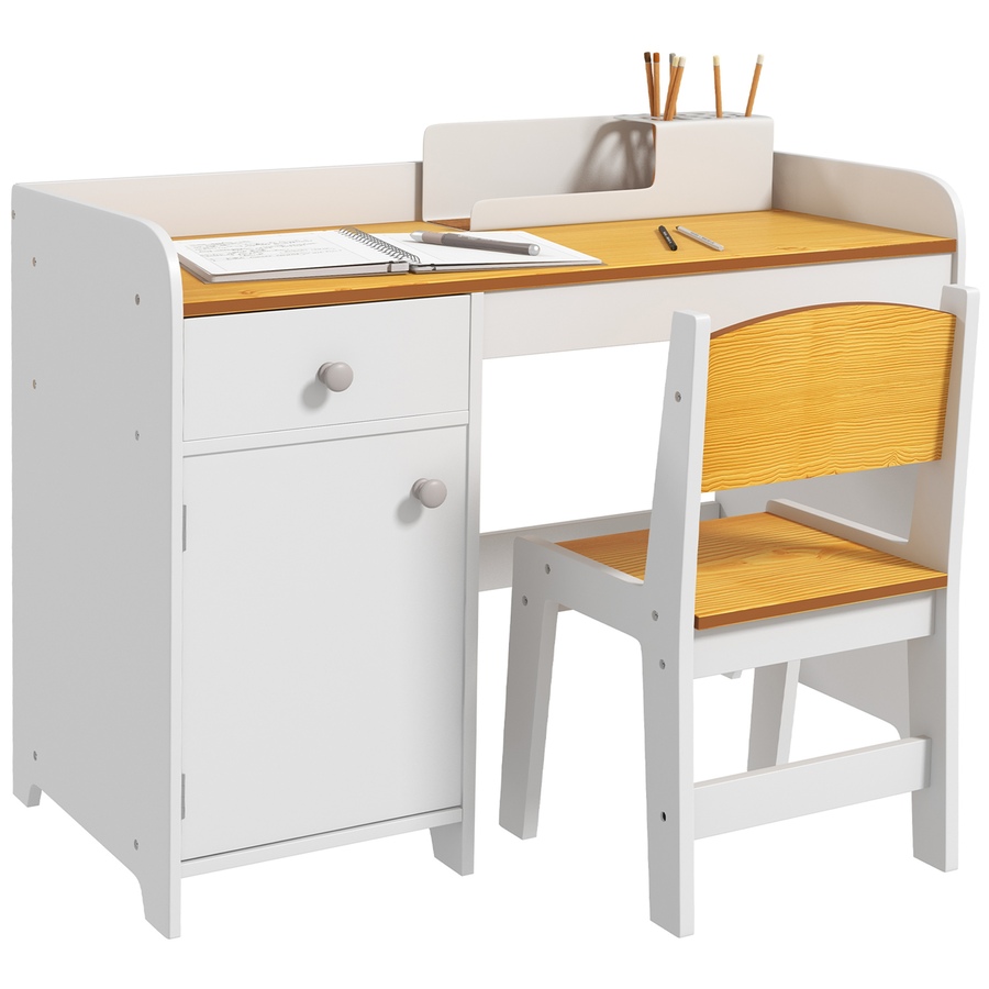 Image 976693.jpg, Product 976-693 / Price $129.99, Qaba Kids Desk and Chair Set for 3-6 Year Old with Storage Drawer, White from Qaba on TSC.ca's Home & Garden department