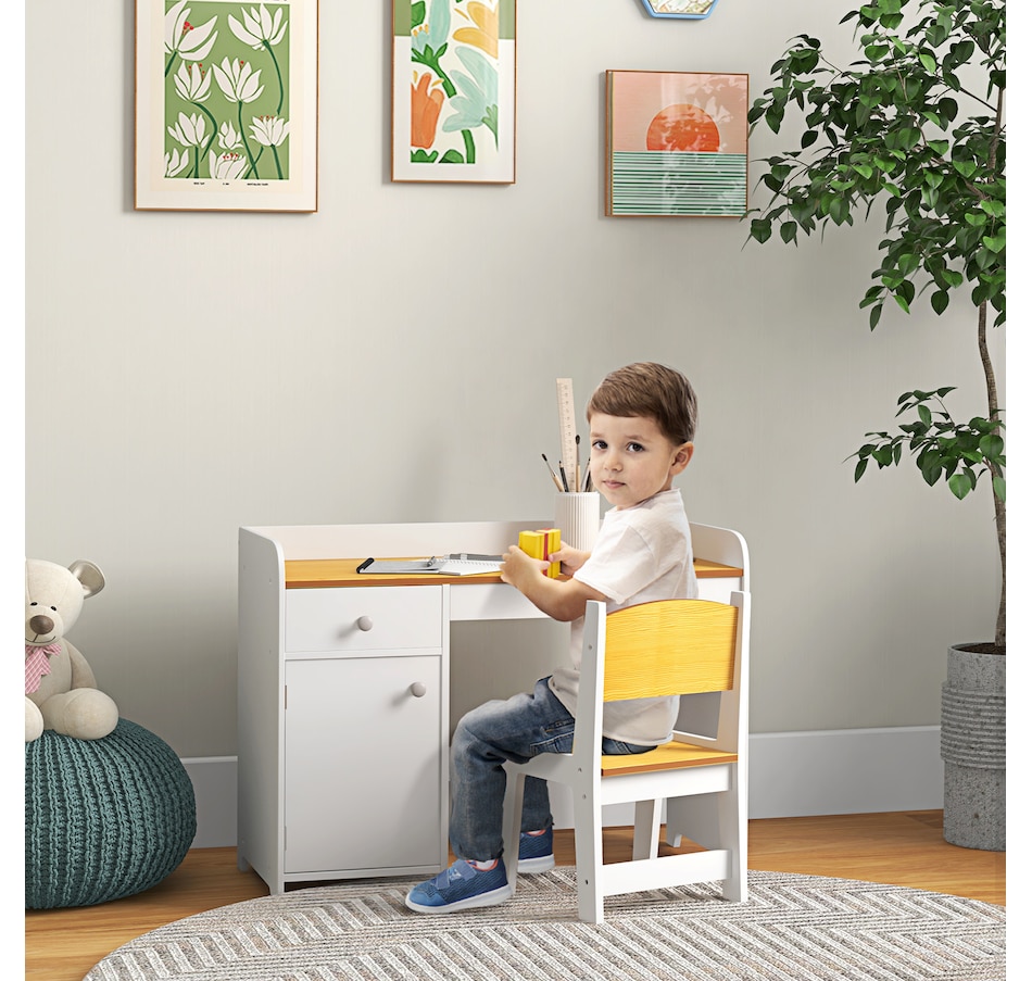 Image 976693_ALTMORE1.jpg, Product 976-693 / Price $119.99, Qaba Kids Desk and Chair Set for 3-6 Year Old with Storage Drawer, White from Qaba on TSC.ca's Home & Garden department