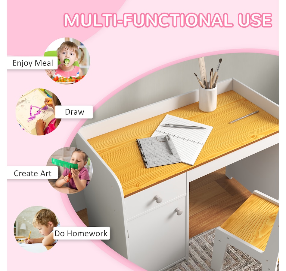 Image 976693_ALTMORE4.jpg, Product 976-693 / Price $119.99, Qaba Kids Desk and Chair Set for 3-6 Year Old with Storage Drawer, White from Qaba on TSC.ca's Home & Garden department
