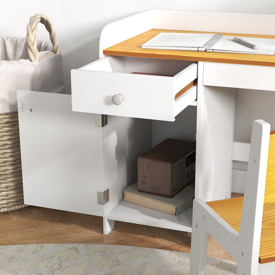 Image 976693_ALTMORE8.jpg, Product 976-693 / Price $129.99, Qaba Kids Desk and Chair Set for 3-6 Year Old with Storage Drawer, White from Qaba on TSC.ca's Home & Garden department