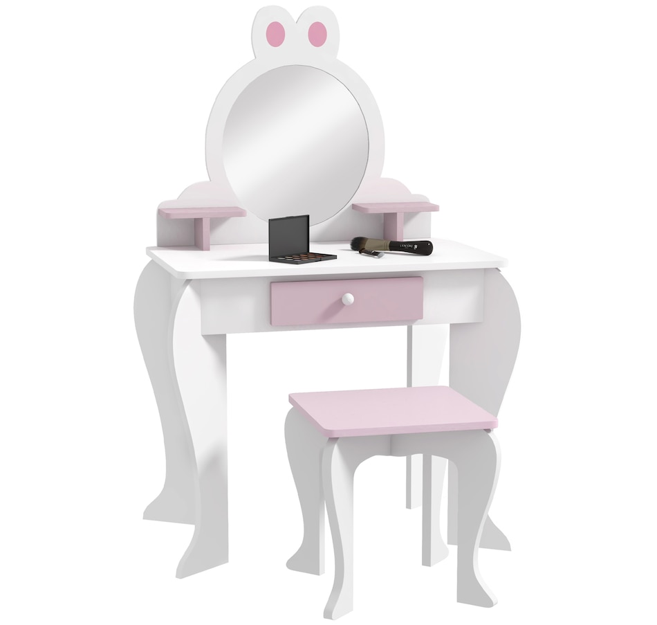 Image 976694.jpg, Product 976-694 / Price $99.99, Qaba Kids Vanity Table with Mirror and Stool, Unicorn Design, White from Qaba on TSC.ca's Home & Garden department