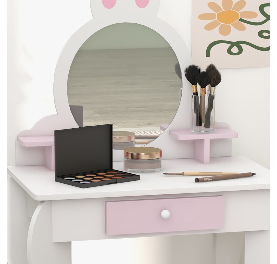 Image 976694_ALTMORE8.jpg, Product 976-694 / Price $99.99, Qaba Kids Vanity Table with Mirror and Stool, Unicorn Design, White from Qaba on TSC.ca's Home & Garden department