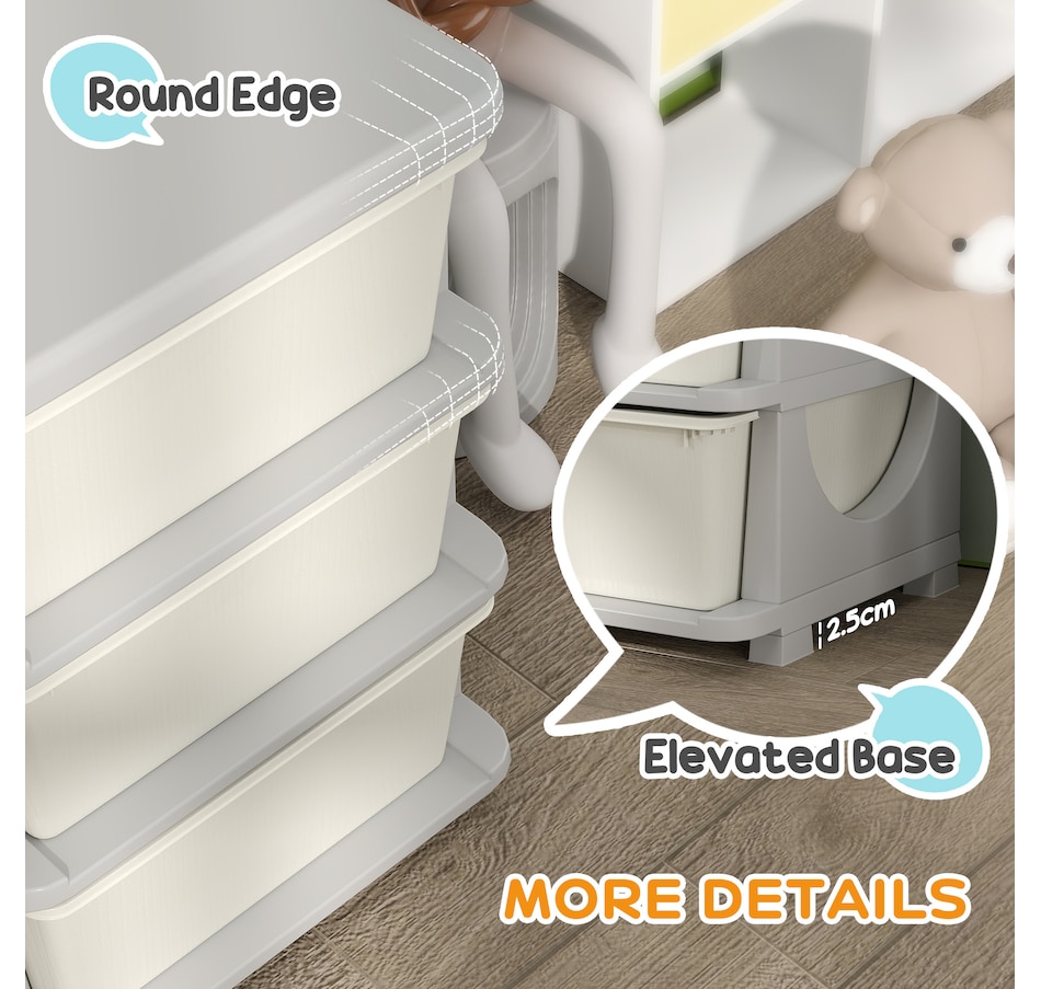 Image 976697_ALTMORE6.jpg, Product 976-697 / Price $129.99, Qaba 3 Tier Kids Toy Organizer with 6 Plastic Storage Bins, Cream White from Qaba on TSC.ca's Home & Garden department