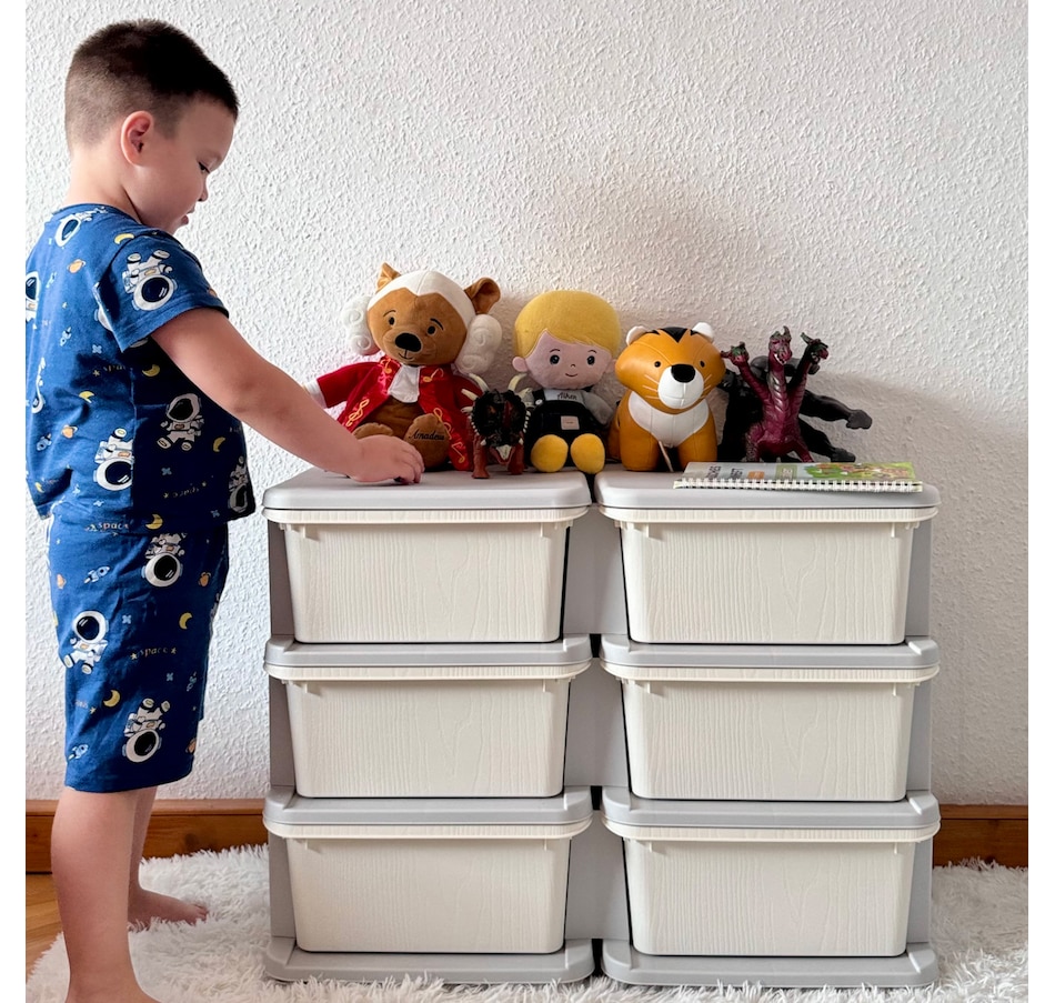 Image 976697_ALTMORE7.jpg, Product 976-697 / Price $129.99, Qaba 3 Tier Kids Toy Organizer with 6 Plastic Storage Bins, Cream White from Qaba on TSC.ca's Home & Garden department