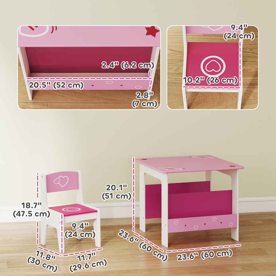 Image 976702_ALTMORE2.jpg, Product 976-702 / Price $116.99, Qaba Kids Table and Chair Set w/ Bookshelves, Toddler Table and Chairs Set from Qaba on TSC.ca's Home & Garden department