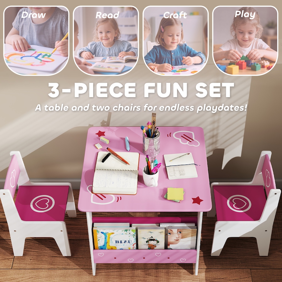 Image 976702_ALTMORE3.jpg, Product 976-702 / Price $116.99, Qaba Kids Table and Chair Set w/ Bookshelves, Toddler Table and Chairs Set from Qaba on TSC.ca's Home & Garden department