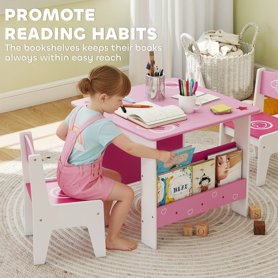 Image 976702_ALTMORE5.jpg, Product 976-702 / Price $116.99, Qaba Kids Table and Chair Set w/ Bookshelves, Toddler Table and Chairs Set from Qaba on TSC.ca's Home & Garden department