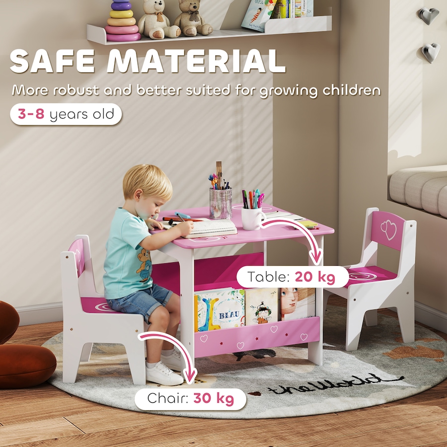Image 976702_ALTMORE7.jpg, Product 976-702 / Price $116.99, Qaba Kids Table and Chair Set w/ Bookshelves, Toddler Table and Chairs Set from Qaba on TSC.ca's Home & Garden department