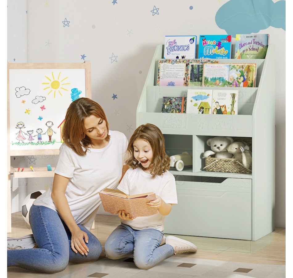 Image 976703_ALTMORE1.jpg, Product 976-703 / Price $113.99, HOMCOM Kids Bookcase with Storage Drawer for Books, Reading Nook, Green from HOMCOM on TSC.ca's Home & Garden department