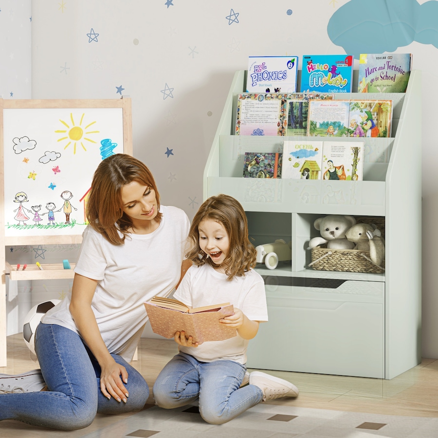 Image 976703_ALTMORE1.jpg, Product 976-703 / Price $119.99, HOMCOM Kids Bookcase with Storage Drawer for Books, Reading Nook, Green from HOMCOM on TSC.ca's Home & Garden department