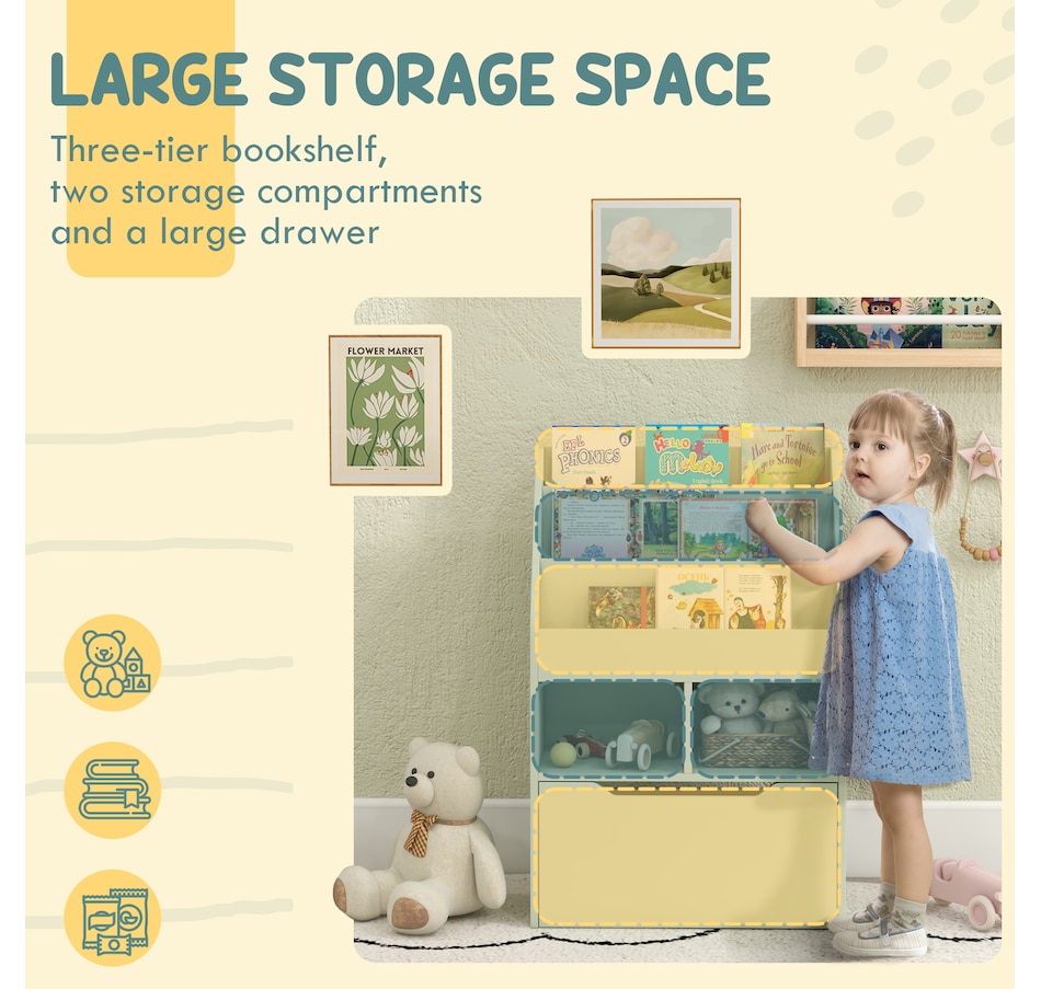 Image 976703_ALTMORE3.jpg, Product 976-703 / Price $113.99, HOMCOM Kids Bookcase with Storage Drawer for Books, Reading Nook, Green from HOMCOM on TSC.ca's Home & Garden department