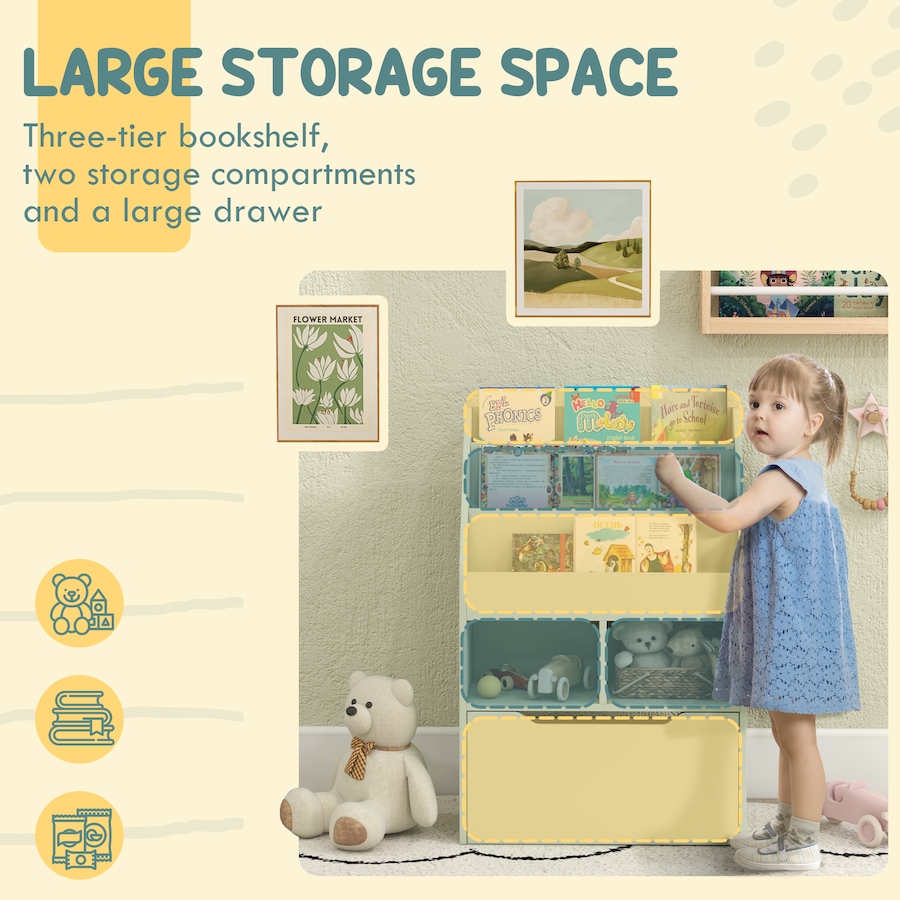 Image 976703_ALTMORE3.jpg, Product 976-703 / Price $119.99, HOMCOM Kids Bookcase with Storage Drawer for Books, Reading Nook, Green from HOMCOM on TSC.ca's Home & Garden department