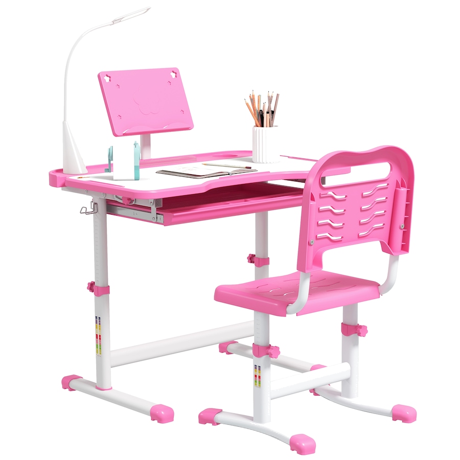 Image 976704.jpg, Product 976-704 / Price $144.99, Qaba Kids Desk and Chair Set Height Adjustable Student Writing Desk, Pink from Qaba on TSC.ca's Home & Garden department