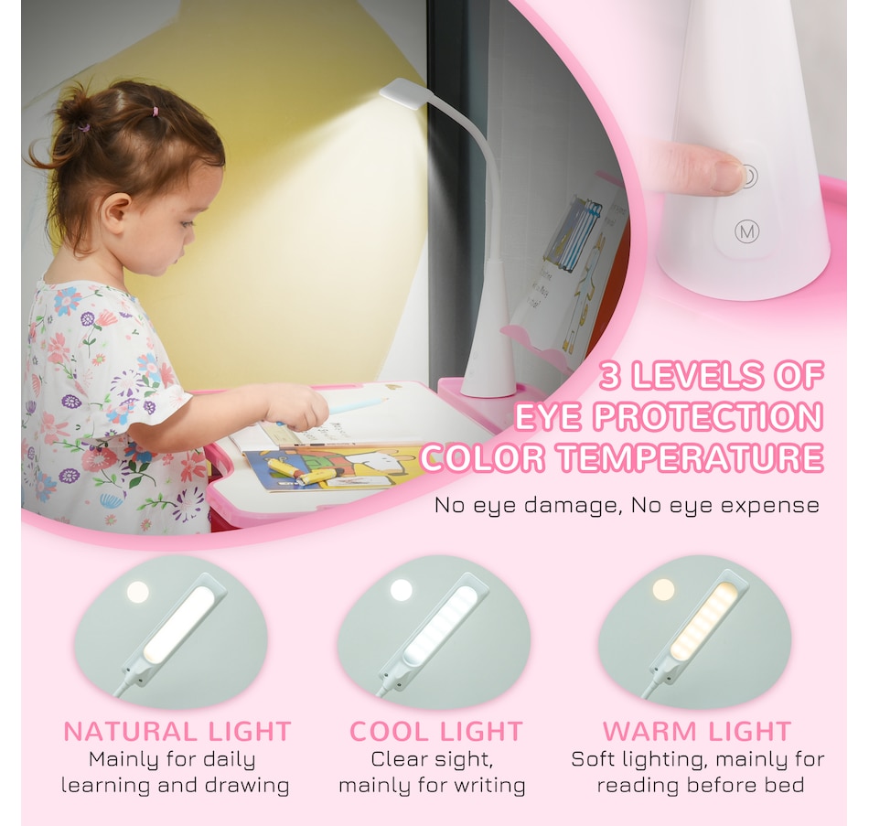 Image 976704_ALTMORE7.jpg, Product 976-704 / Price $156.99, Qaba Kids Desk and Chair Set Height Adjustable Student Writing Desk, Pink from Qaba on TSC.ca's Home & Garden department