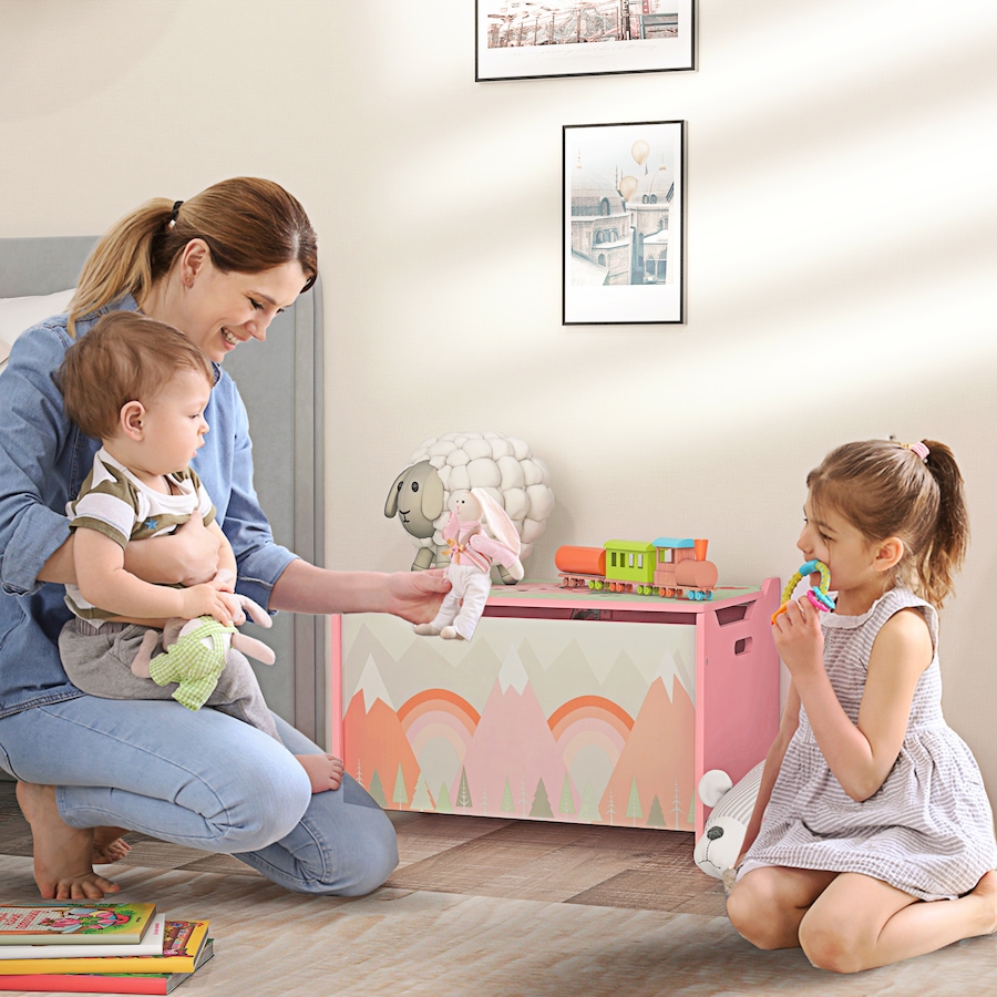 Image 976705_ALTMORE1.jpg, Product 976-705 / Price $69.95, Qaba Toy Box with Lid, Toy Chest Storage Organizer for Bedroom, Pink from Qaba on TSC.ca's Home & Garden department