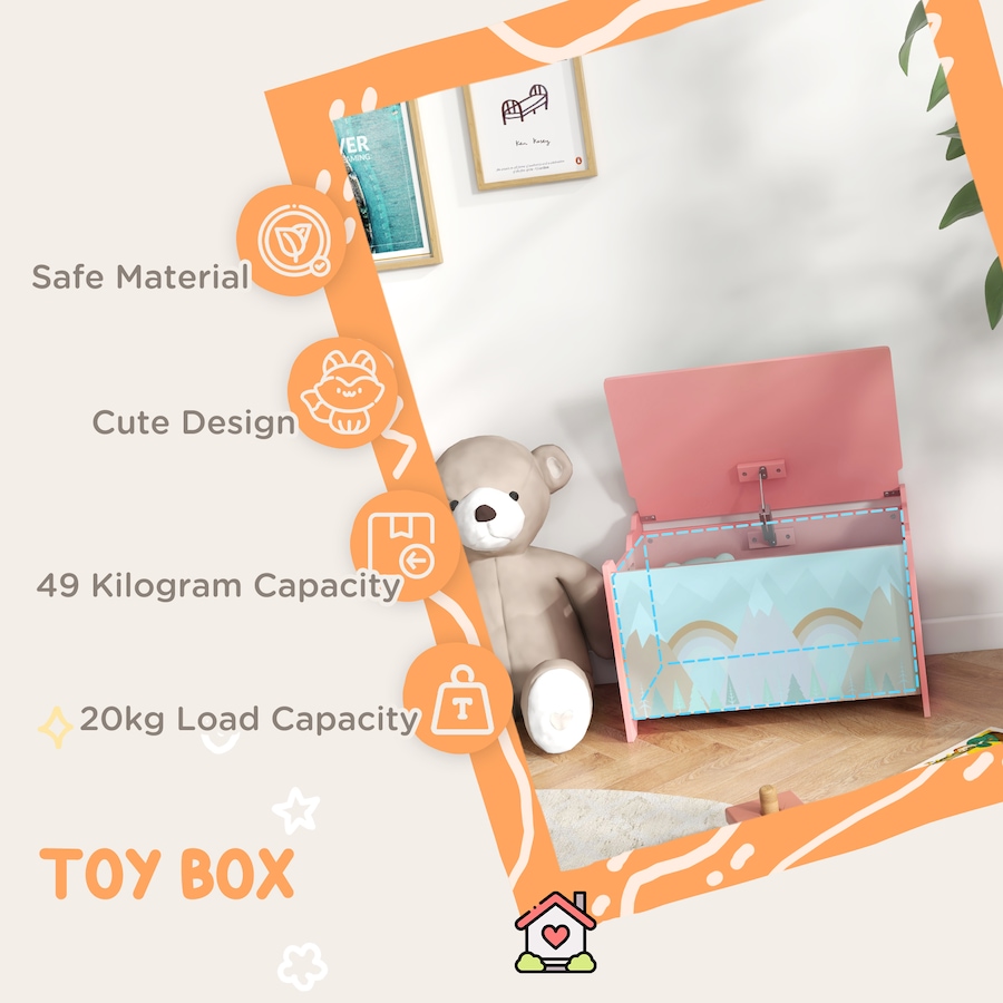 Image 976705_ALTMORE3.jpg, Product 976-705 / Price $69.95, Qaba Toy Box with Lid, Toy Chest Storage Organizer for Bedroom, Pink from Qaba on TSC.ca's Home & Garden department