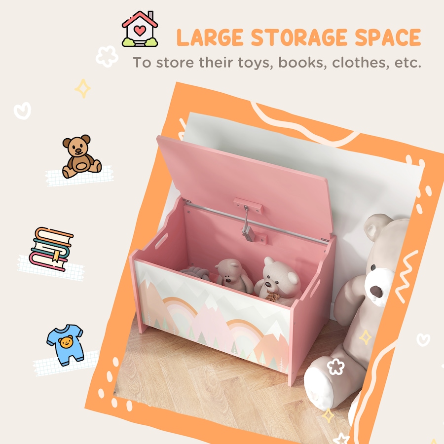 Image 976705_ALTMORE5.jpg, Product 976-705 / Price $69.95, Qaba Toy Box with Lid, Toy Chest Storage Organizer for Bedroom, Pink from Qaba on TSC.ca's Home & Garden department