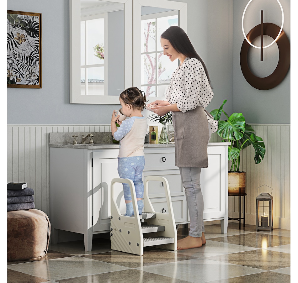 Image 976708_ALTMORE1.jpg, Product 976-708 / Price $58.99, Qaba Adjustable Height Toddler Step Stool with Handle & Foot Pads, Grey from Qaba on TSC.ca's Home & Garden department