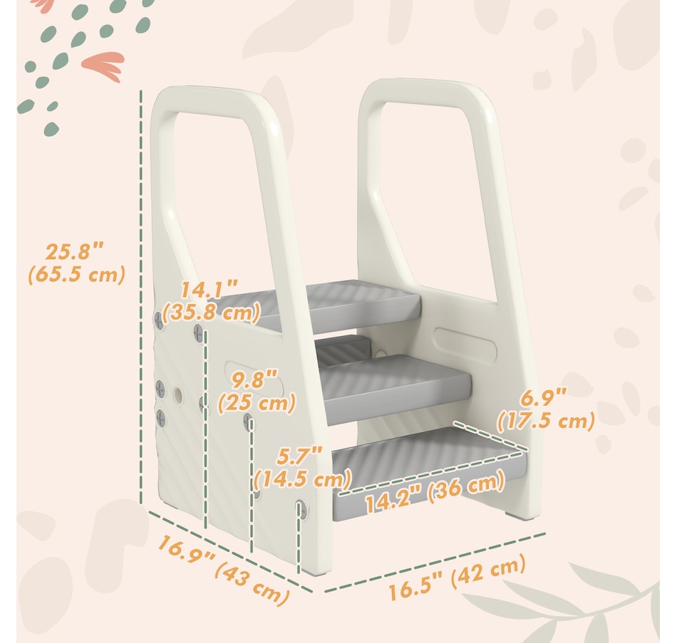 Image 976708_ALTMORE2.jpg, Product 976-708 / Price $58.99, Qaba Adjustable Height Toddler Step Stool with Handle & Foot Pads, Grey from Qaba on TSC.ca's Home & Garden department