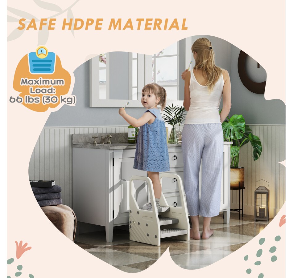 Image 976708_ALTMORE4.jpg, Product 976-708 / Price $58.99, Qaba Adjustable Height Toddler Step Stool with Handle & Foot Pads, Grey from Qaba on TSC.ca's Home & Garden department