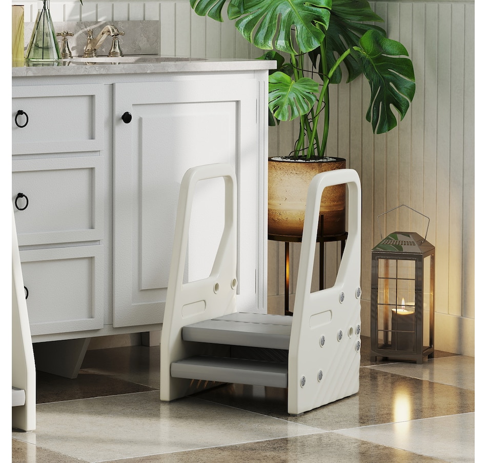 Image 976708_ALTMORE7.jpg, Product 976-708 / Price $58.99, Qaba Adjustable Height Toddler Step Stool with Handle & Foot Pads, Grey from Qaba on TSC.ca's Home & Garden department