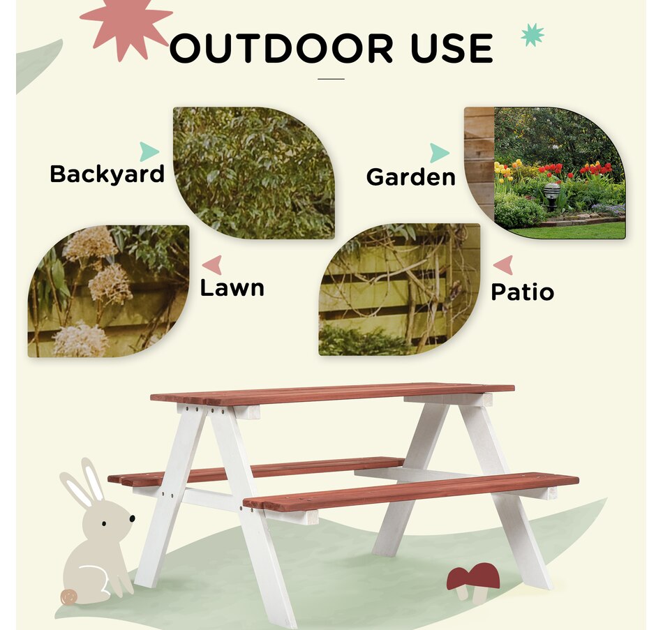 Image 976710_ALTMORE4.jpg, Product 976-710 / Price $79.99, Outsunny Wooden Kids Picnic Table Set for Kids Aged 3-8 Years Old from Outsunny on TSC.ca's Home & Garden department