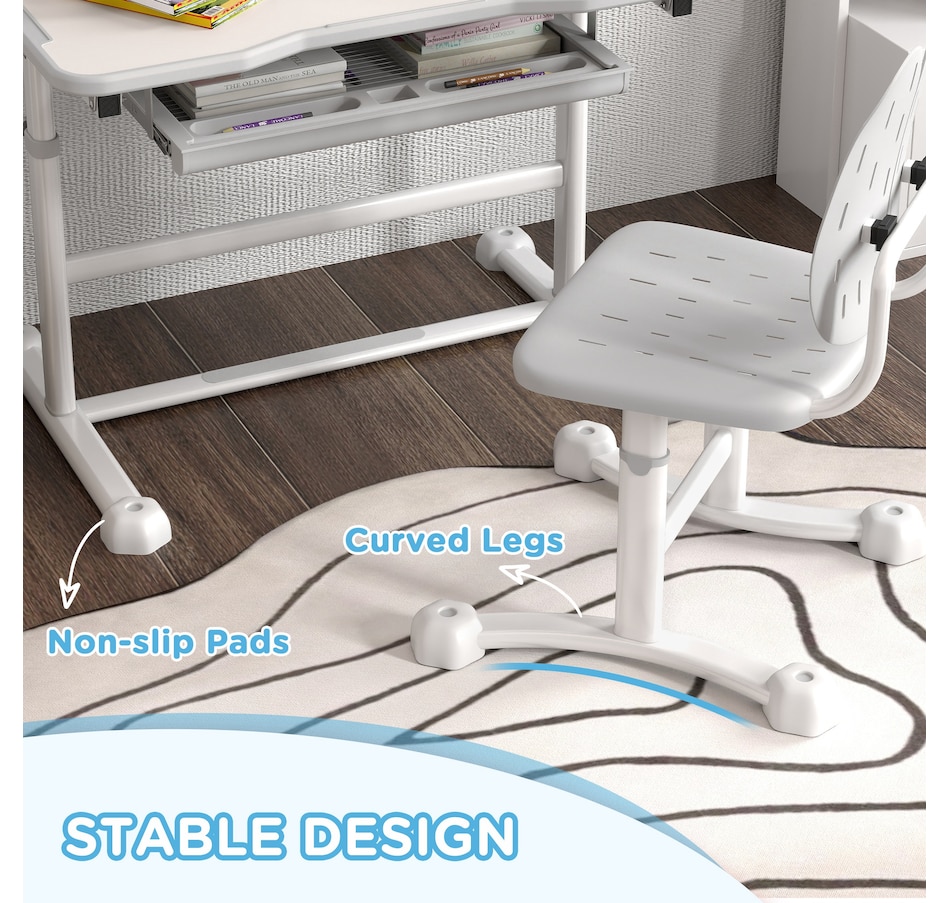 Image 976711_ALTMORE5.jpg, Product 976-711 / Price $166.99, Qaba Kids Desk and Chair Set Height Adjustable w/ Tilt Desktop, Grey from Qaba on TSC.ca's Home & Garden department