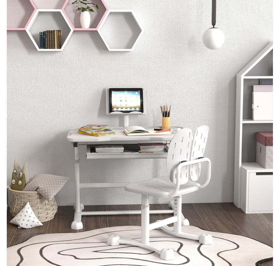 Image 976711_ALTMORE7.jpg, Product 976-711 / Price $166.99, Qaba Kids Desk and Chair Set Height Adjustable w/ Tilt Desktop, Grey from Qaba on TSC.ca's Home & Garden department