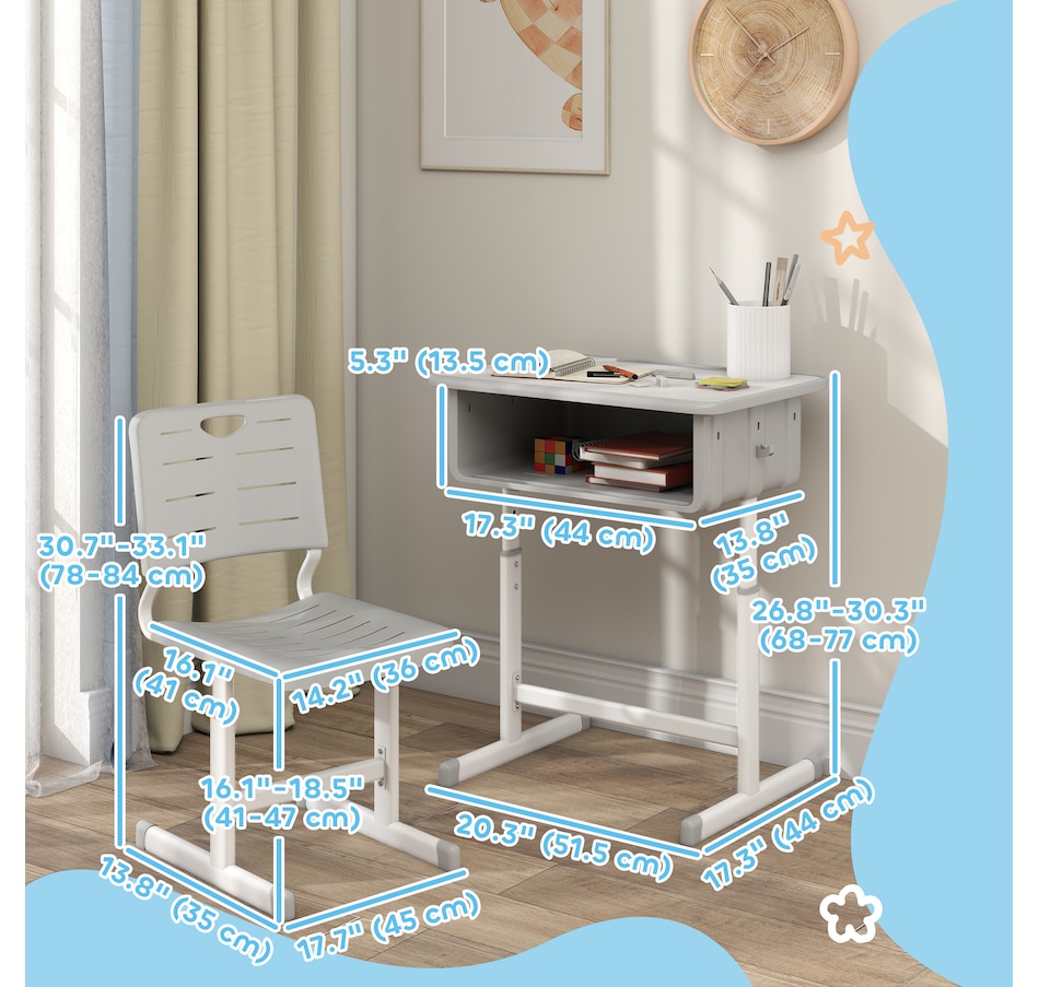 Image 976713_ALTMORE2.jpg, Product 976-713 / Price $133.99, Qaba Kids Desk and Chair Set, Height Adjustable Children Study Desk and Chair from Qaba on TSC.ca's Home & Garden department