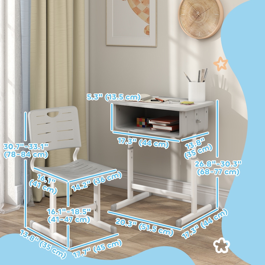 Image 976713_ALTMORE2.jpg, Product 976-713 / Price $132.99, Qaba Kids Desk and Chair Set, Height Adjustable Children Study Desk and Chair from Qaba on TSC.ca's Home & Garden department