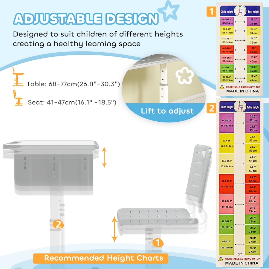 Image 976713_ALTMORE3.jpg, Product 976-713 / Price $132.99, Qaba Kids Desk and Chair Set, Height Adjustable Children Study Desk and Chair from Qaba on TSC.ca's Home & Garden department