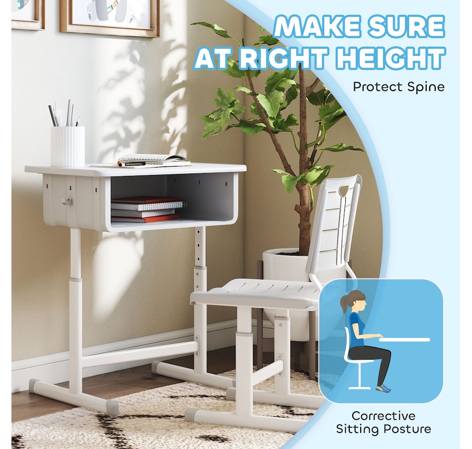 Image 976713_ALTMORE5.jpg, Product 976-713 / Price $133.99, Qaba Kids Desk and Chair Set, Height Adjustable Children Study Desk and Chair from Qaba on TSC.ca's Home & Garden department