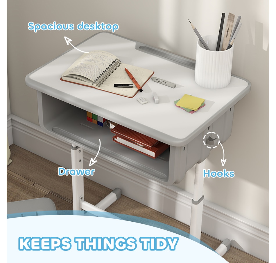 Image 976713_ALTMORE6.jpg, Product 976-713 / Price $133.99, Qaba Kids Desk and Chair Set, Height Adjustable Children Study Desk and Chair from Qaba on TSC.ca's Home & Garden department