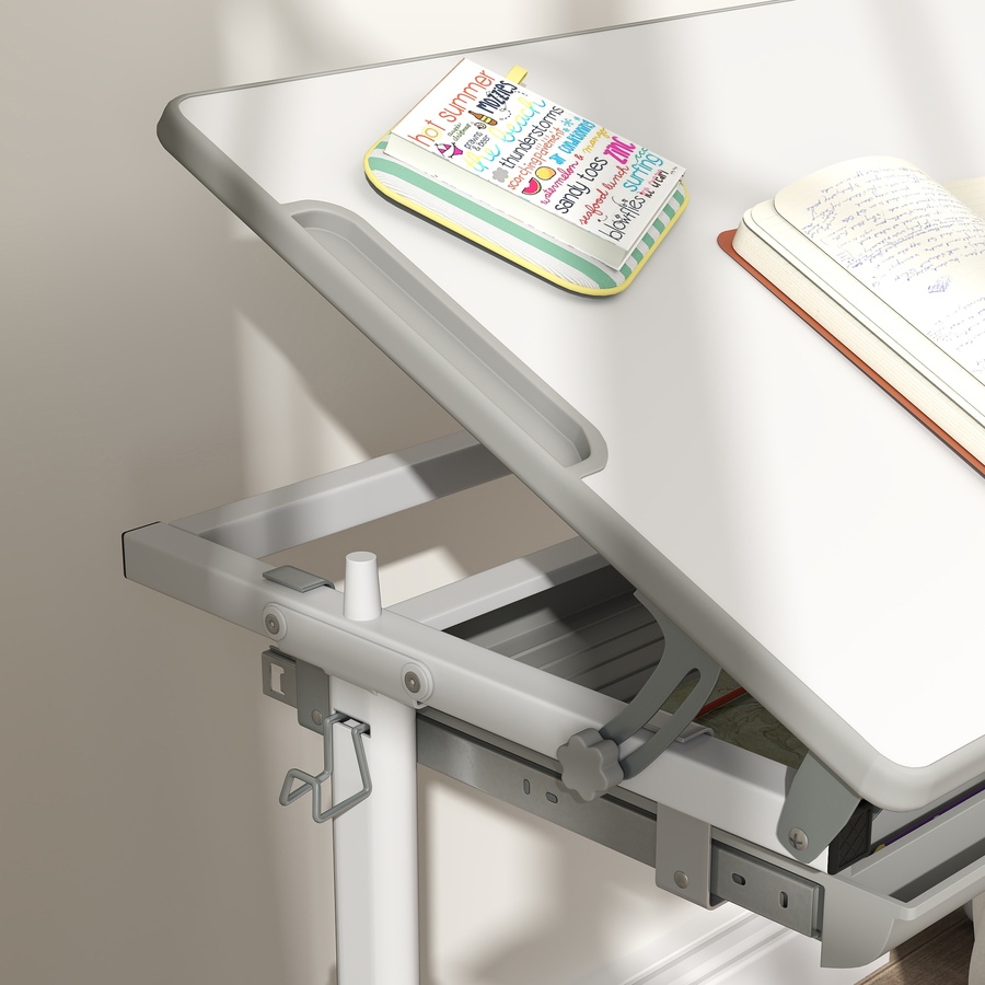 Image 976714_ALTMORE7.jpg, Product 976-714 / Price $126.99, Qaba Height Adjustable Kids Desk and Chair Set with Tiltable Desktop, Grey from Qaba on TSC.ca's Home & Garden department