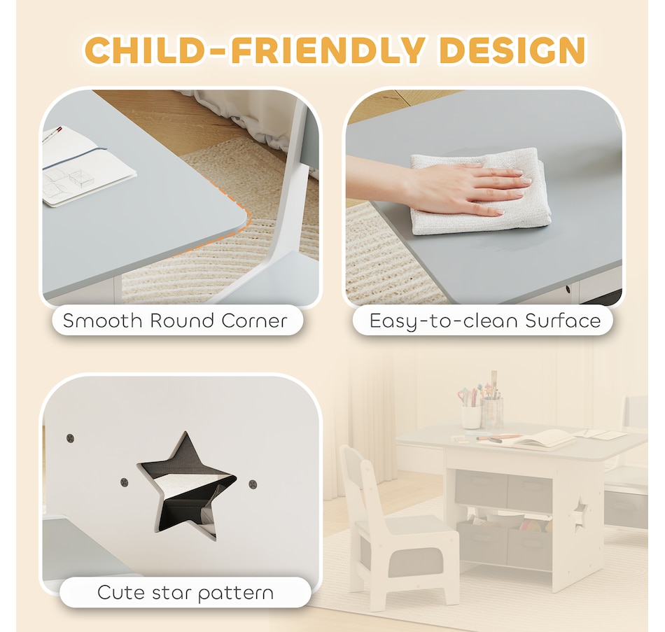 Image 976715_ALTMORE5.jpg, Product 976-715 / Price $109.99, Qaba 3 Piece Kids Table and Chair Set with 6 Removable Drawers, Light Grey from Qaba on TSC.ca's Home & Garden department