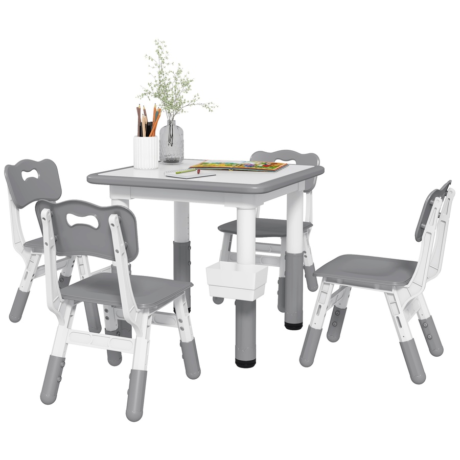 Image 976719.jpg, Product 976-719 / Price $119.99, Qaba 5 Pieces Height Adjustable Kids Table and Chair Set for Playroom Grey from Qaba on TSC.ca's Home & Garden department