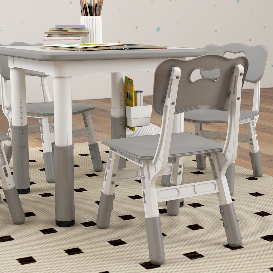 Image 976719_ALTMORE8.jpg, Product 976-719 / Price $119.99, Qaba 5 Pieces Height Adjustable Kids Table and Chair Set for Playroom Grey from Qaba on TSC.ca's Home & Garden department