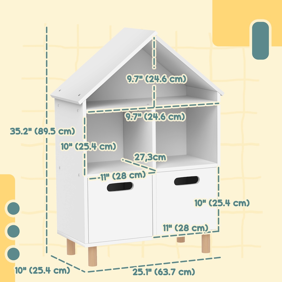 Image 976720_ALTMORE2.jpg, Product 976-720 / Price $104.99, Qaba 3 Tier Kids Bookshelf with Two Drawers, for Bedroom, Kids Room White from Qaba on TSC.ca's Home & Garden department